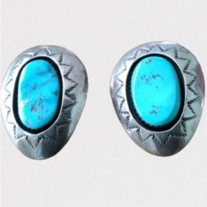 Vintage Navajo Turquoise Clip Earrings Native American